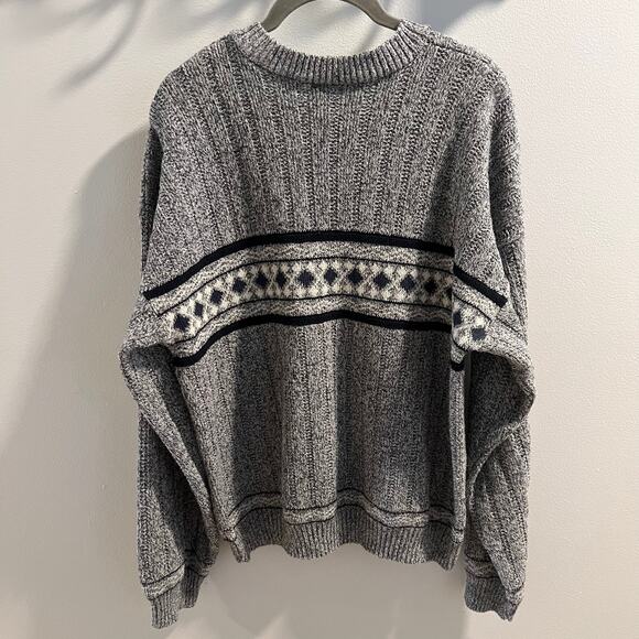 Vtg Alpine Ridge Rugged Wear Navy Patterned Henley Sweater Size M - Picture 5 of 7
